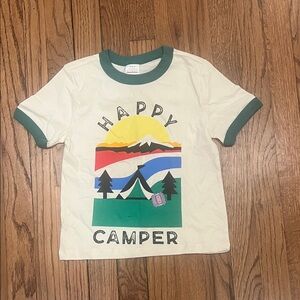 Happy Camper Kids Tee in Cream and Green